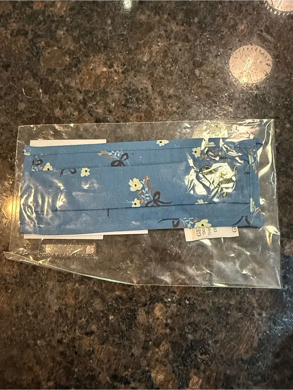 Coach Blue Floral Face Mask with Dinosaur Patch